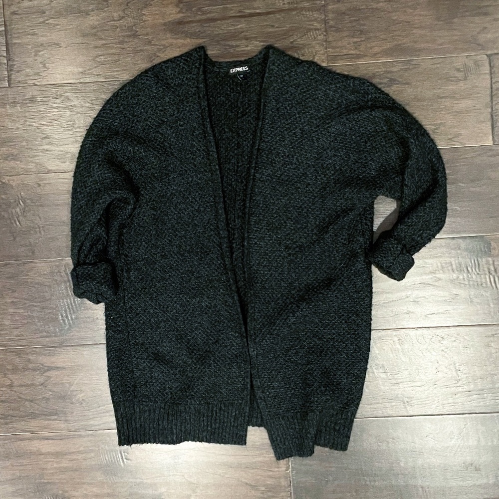 Express Gray Acrylic Wool Oversized Cardigan Sweater | S